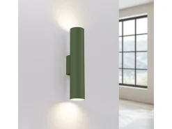 Lámpara de pared Toris desván de acero - 2 fuentes luminosas 4000K - L.6 x A.30 cm - verde oliva