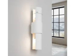 Lámpara de pared Torow minimalista de acero - 2 fuentes luminosas 4000K - L.10 x A.37 cm - blanco