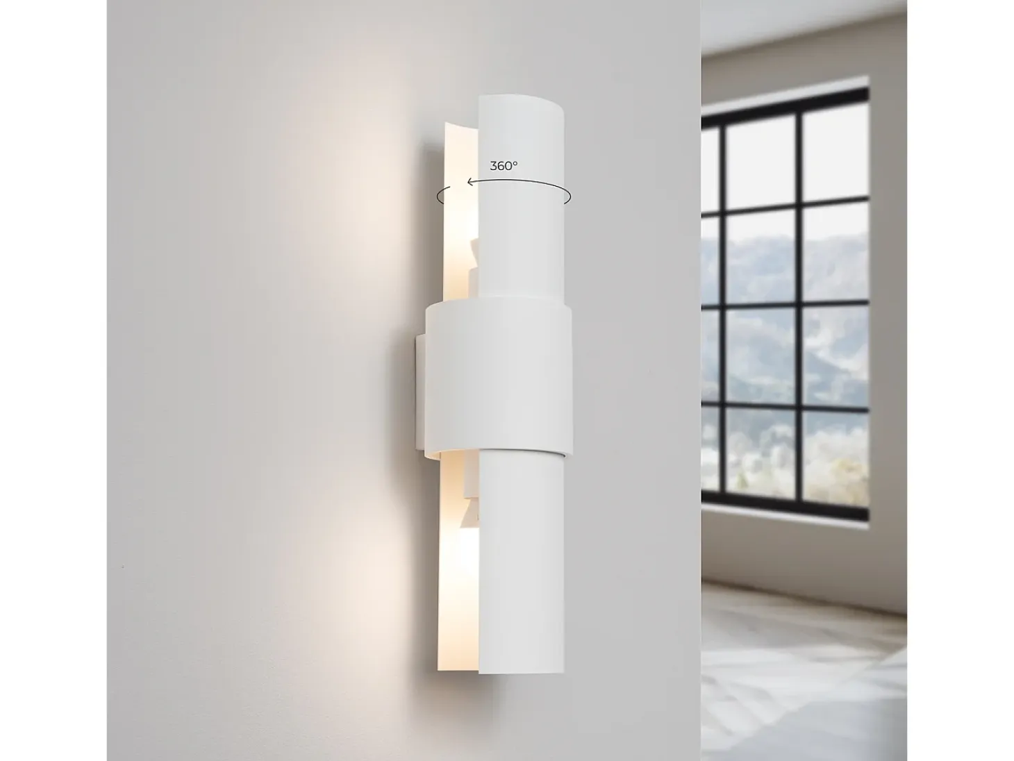 Lámpara de pared Torow minimalista de acero - 2 fuentes luminosas 3000K - L.10 x A.37 cm - blanco