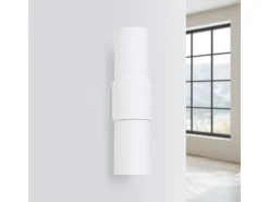 Lámpara de pared Torow minimalista de acero - 2 fuentes luminosas 3000K - L.10 x A.37 cm - blanco