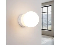 Lámpara De Pared Yoli Moderno De Acero/Vidrio - 1 Fuentes Luminosas - L.12 X A.12 Cm - Blanco