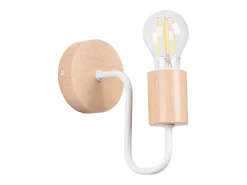 Lámpara de pared Zimbo desván de acero/madera - 1 fuentes luminosas 3000K - L.8 x A.18,5 cm - blanco/madera natural