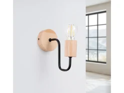 Lámpara de pared Zimbo desván de acero/madera - 1 fuentes luminosas 3000K - L.8 x A.18,5 cm - negro/madera natural
