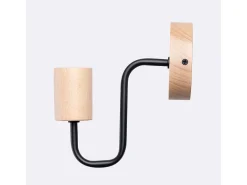 Lámpara de pared Zimbo desván de acero/madera - 1 fuentes luminosas 3000K - L.8 x A.18,5 cm - negro/madera natural