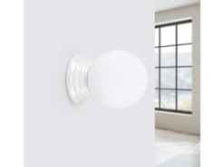 Lámpara de pared Zori minimalista de cerámica/vidrio vidriado - 1 fuentes luminosas - L.12 x A.12 cm - blanco