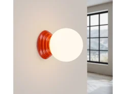 Lámpara de pared Zori minimalista de cerámica/vidrio vidriado - 1 fuentes luminosas - L.12 x A.12 cm - durazno