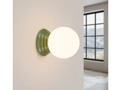 Lámpara de pared Zori minimalista de cerámica/vidrio vidriado - 1 fuentes luminosas - L.12 x A.12 cm - verde oliva