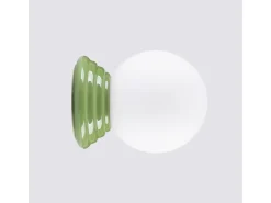 Lámpara de pared Zori minimalista de cerámica/vidrio vidriado - 1 fuentes luminosas - L.12 x A.12 cm - verde oliva