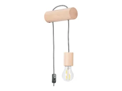 Lámpara de pared Zynto desván de madera - 1 fuentes luminosas 4000K - L.6 x A.55 cm - madera natural/blanco/negro