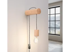 Lámpara de pared Zynto desván de madera - 1 fuentes luminosas 4000K - L.6 x A.55 cm - madera natural/blanco/negro