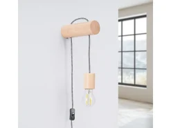 Lámpara de pared Zynto desván de madera - 1 fuentes luminosas 3000K - L.6 x A.55 cm - madera natural/blanco/negro