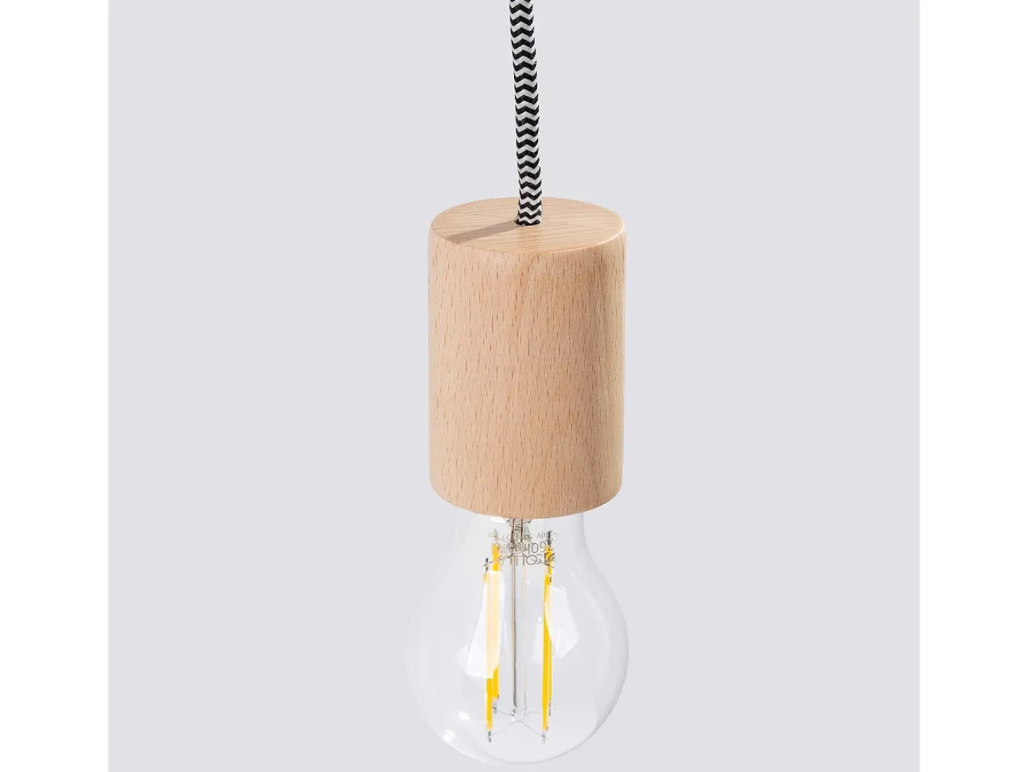 Lámpara de pared Zynto desván de madera - 1 fuentes luminosas 3000K - L.6 x A.55 cm - madera natural/blanco/negro