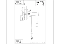 Lámpara de pared Zynto desván de madera - 1 fuentes luminosas 3000K - L.6 x A.55 cm - madera natural/blanco/negro