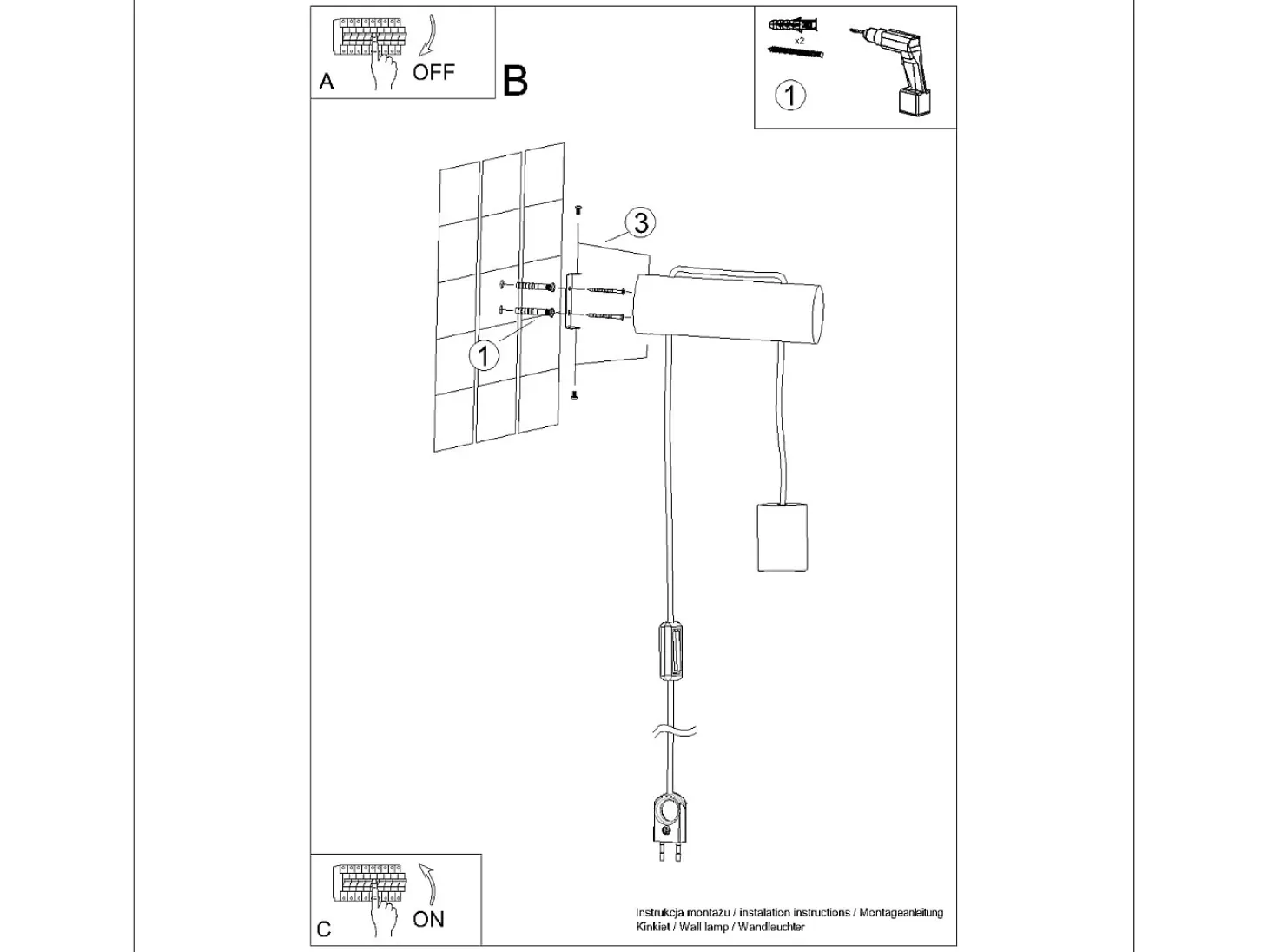 Lámpara de pared Zynto desván de madera - 1 fuentes luminosas 3000K - L.6 x A.55 cm - madera natural/blanco/negro