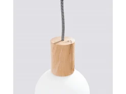 Lámpara de pared Zynto desván de madera/vidrio - 1 fuentes luminosas 3000K - L.6 x A.67 cm - madera natural/blanco/negro