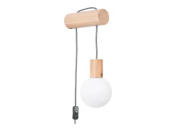 Lámpara de pared Zynto desván de madera/vidrio - 1 fuentes luminosas 3000K - L.6 x A.67 cm - madera natural/blanco/negro