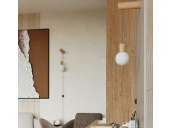 Lámpara de pared Zynto desván de madera/vidrio - 1 fuentes luminosas 3000K - L.6 x A.67 cm - madera natural/blanco/negro