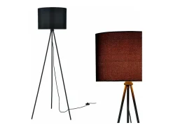 Lámpara de pie (1 casquillo E27) (150 cm x 60 cm) pantalla (negra) sombrilla y lámpara de pie de tres patas 03_0002425