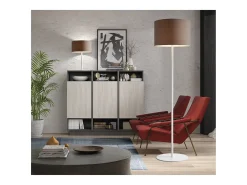 Lámpara de pie Amsterdam de estilo clásico - Alt.170 cm - acero y blanco- on/off- E27 Máx. 40W - IP20