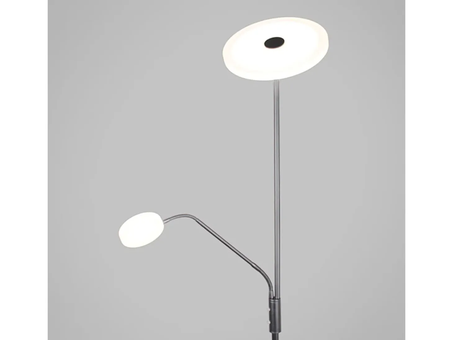 Lámpara de pie Bayani Lumit con lámpara de lectura niquel Ø25x179 cm