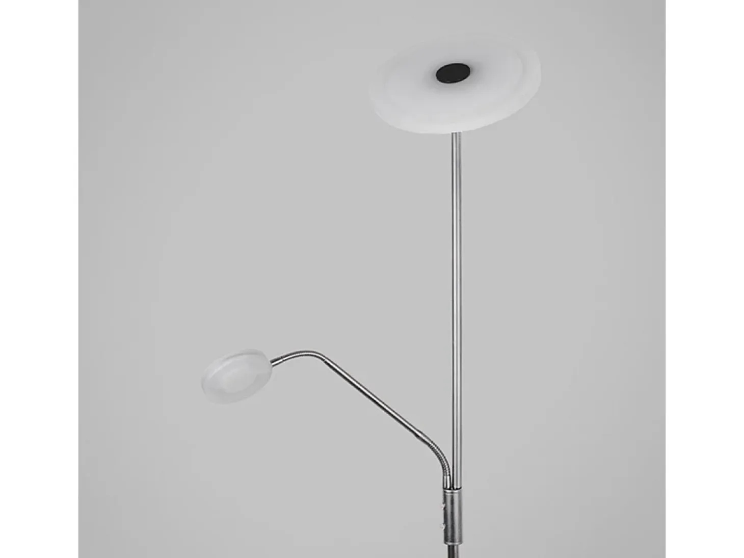 Lámpara de pie Bayani Lumit con lámpara de lectura niquel Ø25x179 cm