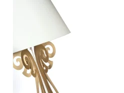 Lámpara de pie Circeo 60x180 cm Estructura de hierro dorado con pantalla color arena Diseño vintage moderno con interruptor de pie Made in Italy