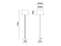 Lámpara de pie CLASSICAL estilo clásico- Alt.170 cm- on/off- acero y oro- pantalla Ø45 cm- negro- E27 Máx. 60W- IP20