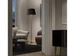 Lámpara de pie CLASSICAL estilo clásico- Alt.170 cm- on/off- acero y oro- pantalla Ø45 cm- negro- E27 Máx. 60W- IP20