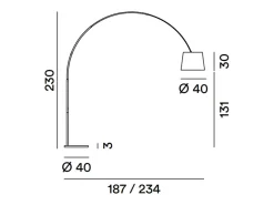 Lámpara de pie curva LED Arche de metal, 1 bombilla E27 máx. 60 W, 230 cm de altura, cabezal ajustable 180°, color negro - Perenz