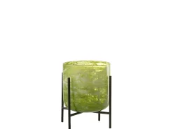 Lámpara de pie de acero con vidrio verde de 14x14x19 cm