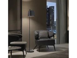 Lámpara de pie de acero NEMO estilo moderno de acero con pantalla sintética - Diá. 25 x Altura 140 cm - acero - IP20 - E27 40W - blanco y blanco