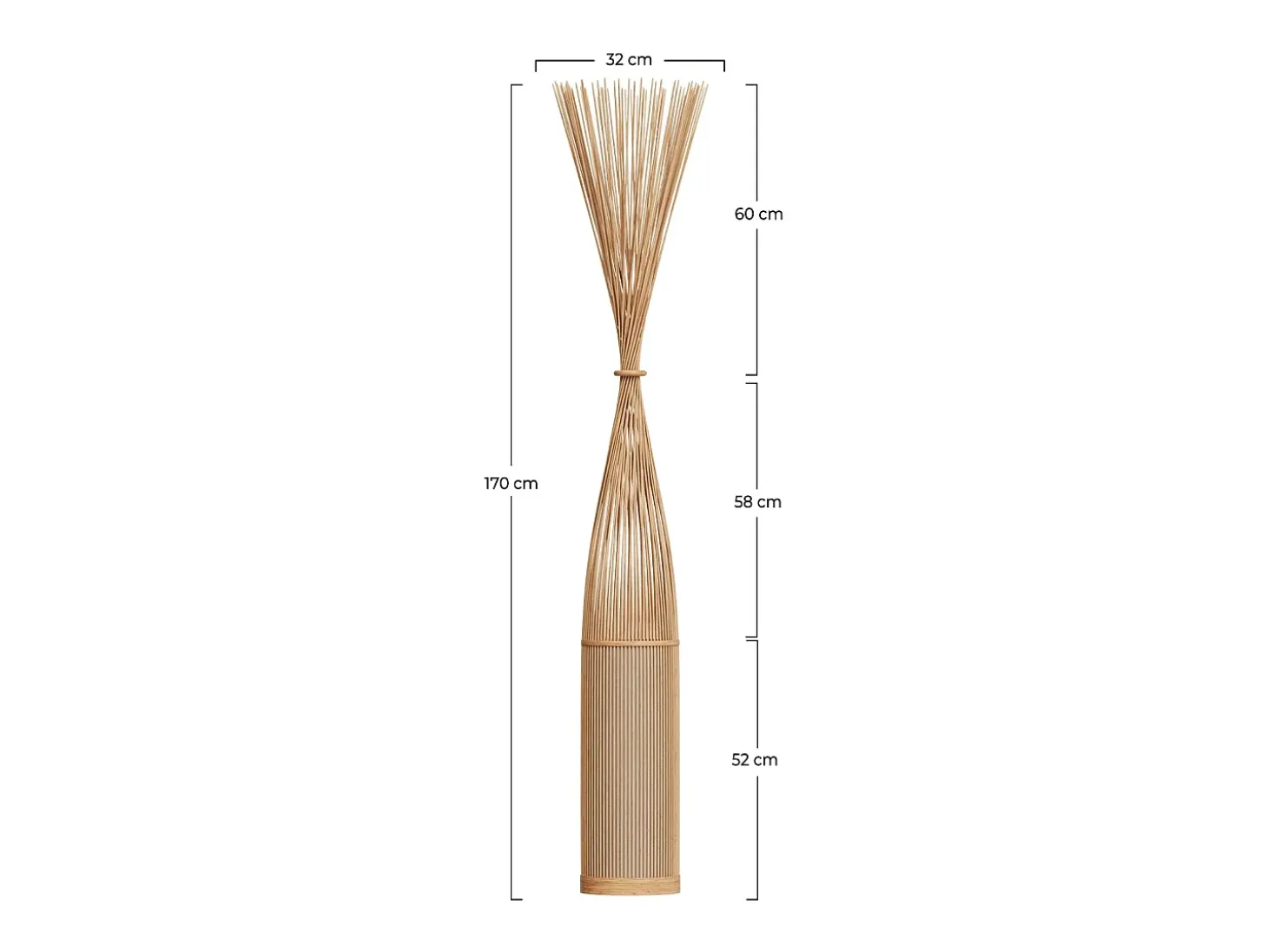 Lámpara de pie de bambú natural 1m70 - Huron