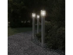 Lámpara de pie de exterior plateada 110 cm acero inoxidable Plata 02_0042515