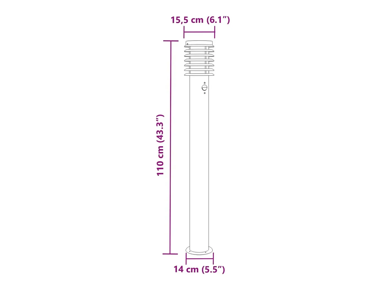 Lámpara de pie de exterior con sensor acero inoxidable plateado Plata 02_0042525