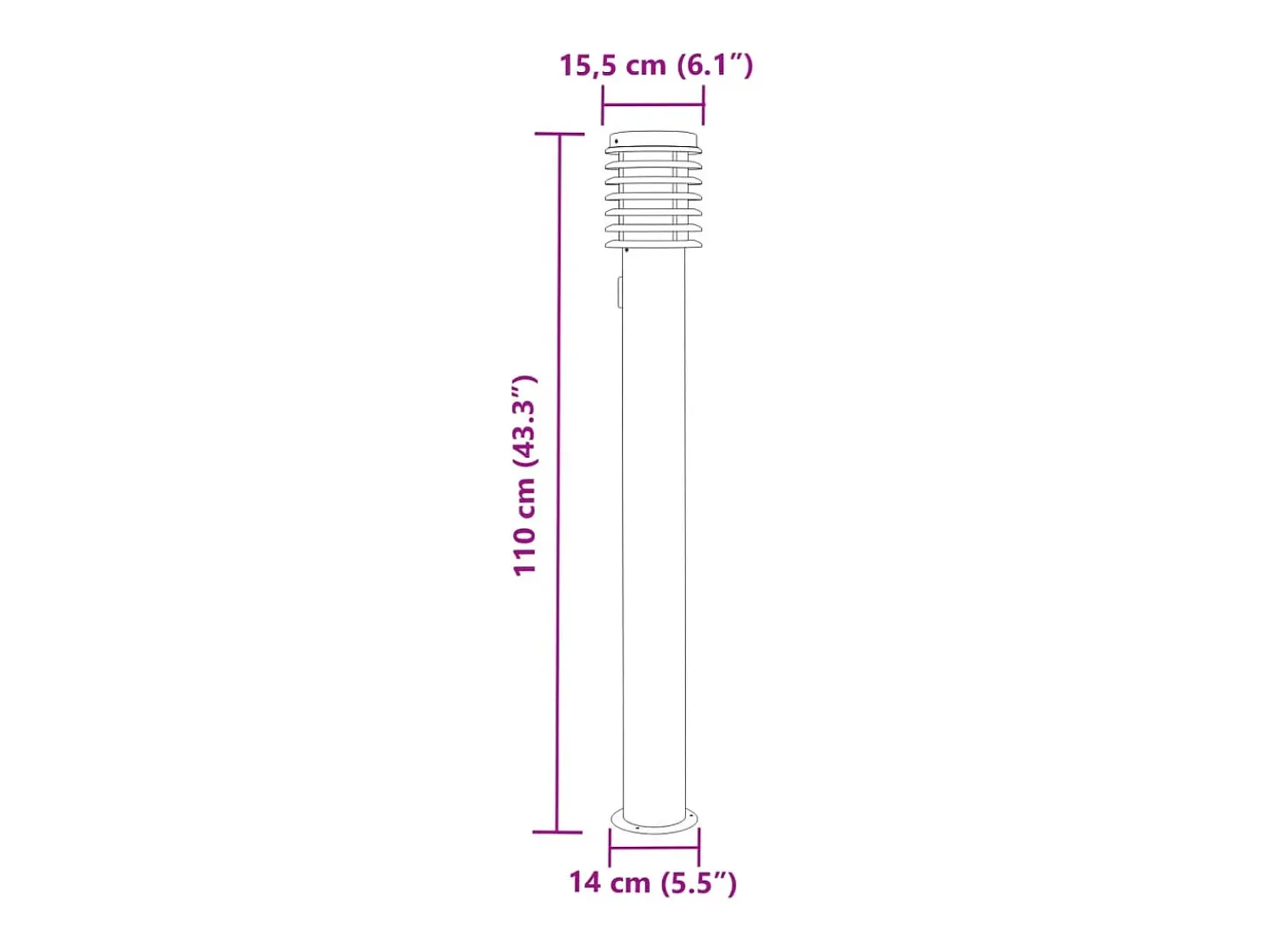 Lámpara de pie de exterior con salida plateada 110 cm acero inoxidable Plata 02_0042532