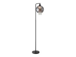 Lámpara de pie de interior de 1 llama E27, lámpara de pie de cristal gris ahumado grande para sofá de oficina