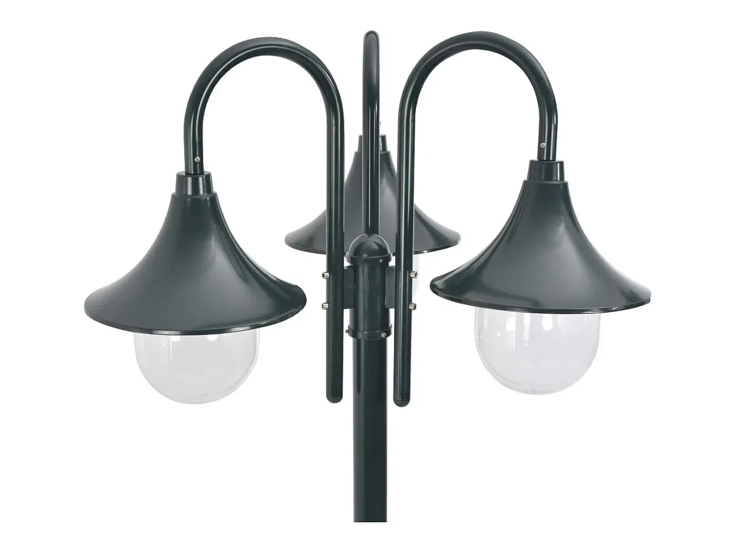Lámpara de pie de jardín E27 220 cm aluminio 3 faroles verde oscuro 02_0042543