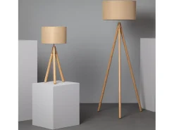 Lámpara de Pie de Madera y Tela Wolby Beige