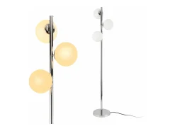 Lámpara de pie de metal y cristal 3 x E14 154 cm cromo y blanco 03_0002438