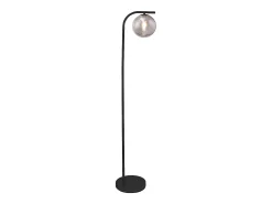 Lámpara de pie de metal y cristal ahumado - D.28 x Alt.150 cm - Negro SOFIA