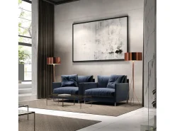 Lámpara de pie DIAGONAL estilo moderno - Alt. 155 cm - E27 13W - pantalla sintética ø50 cm - on & off - cable 2 mts - acero y blanco - interior