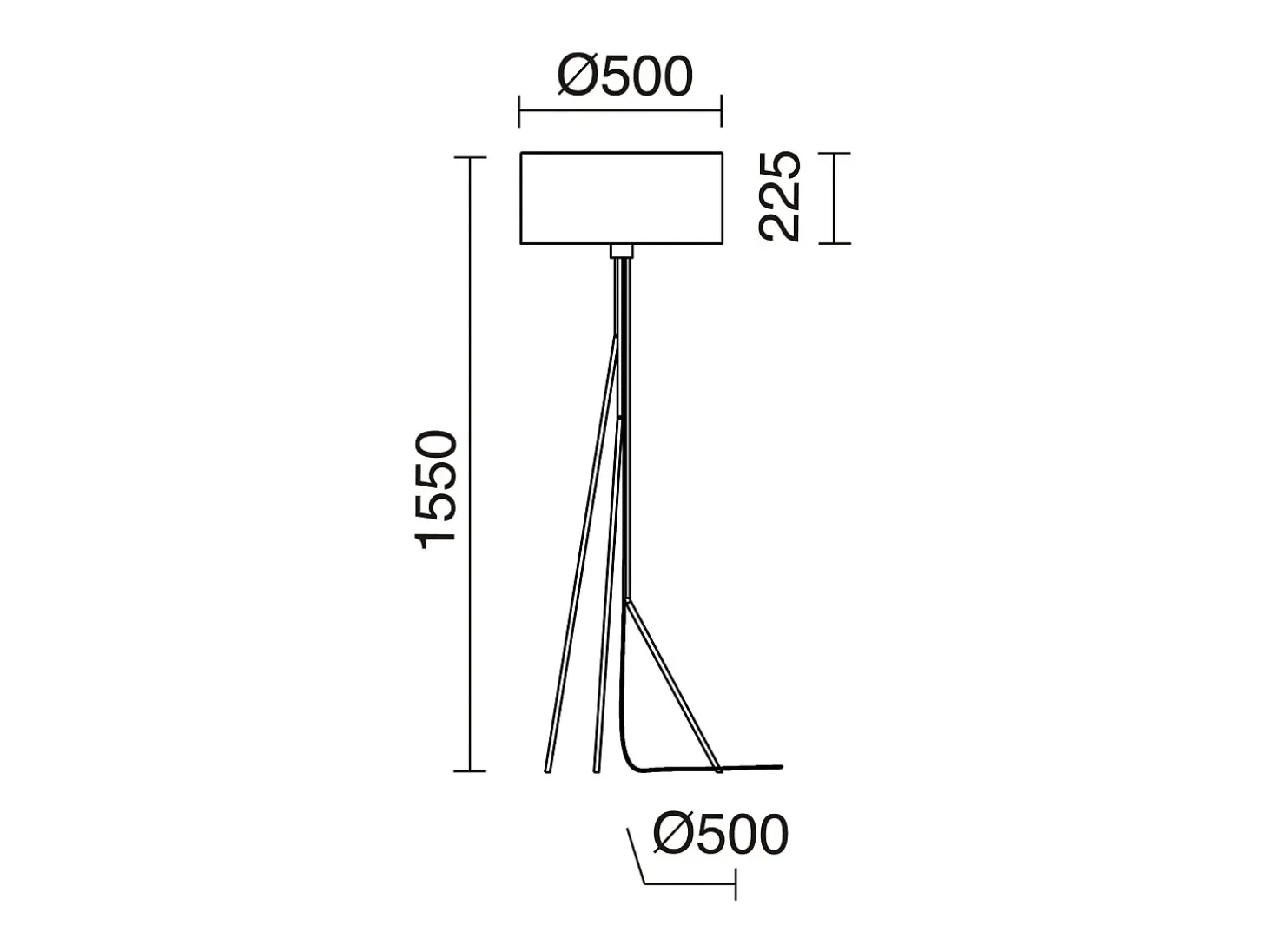 Lámpara de pie DIAGONAL estilo moderno - Alt. 155 cm - E27 13W - pantalla sintética ø50 cm - on & off - cable 2 mts - acero y blanco - interior