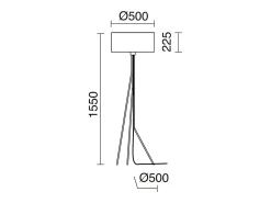 Lámpara de pie DIAGONAL estilo moderno - Alt. 155 cm - E27 13W - pantalla sintética ø50 cm - on & off - cable 2 mts - acero y negro - interior