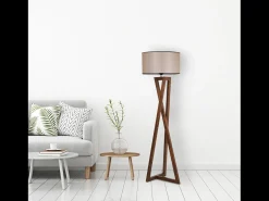 Lámpara de pie diseño madera y tela CHLOE - Elegancia contemporánea para una iluminación cálida