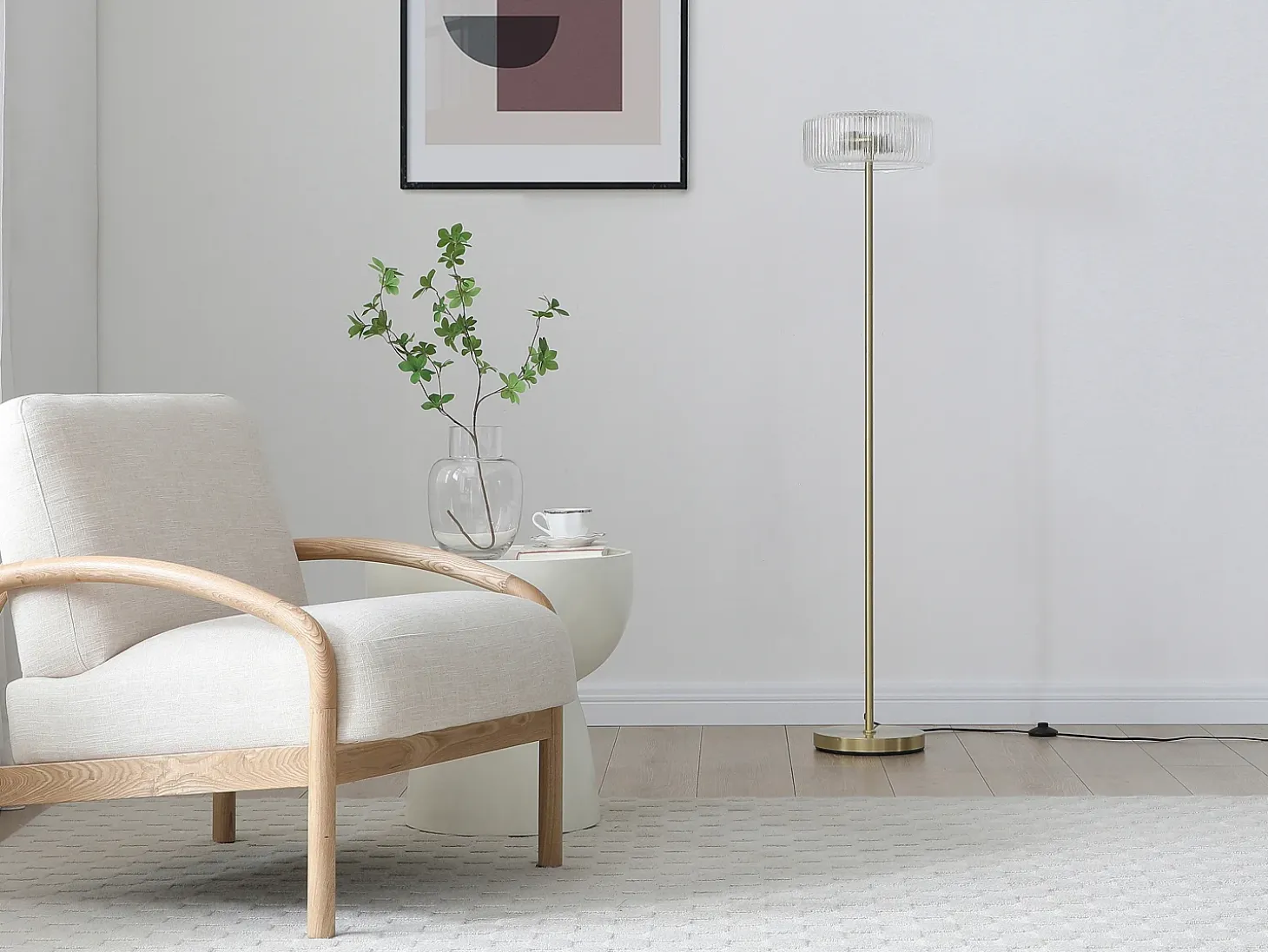 Lámpara de pie dorada y transparente D.30 x Alt.145 cm- LACAYA