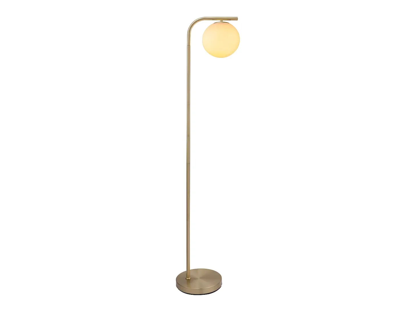 Lámpara de pie en latón cepillado y cristal blanco - D.28 x Alt.150 cm - Dorado - SOFIA