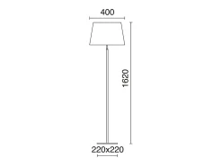 Lámpara de pie FIRENZE estilo clásico - Alt. 162 cm - E27 60W- cable 2 metros - on&off - IP20 - acero y blanco