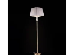 Lámpara de pie Franz en oro y cristal 1 luz con pantalla dm.45 .180 Ø40 BL275-PH-OR