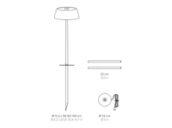 Lámpara de pie inteligente Zafferano SISTER LIGHT Picchetto Wi-Fi blanco perla recargable y regulable