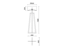 Lámpara de pie KARA estilo moderno y clásico -Alt. 158 cm x D. ø45 cm- E27 60W - cable 2 mts - on&off - IP20 - madera - acero y negro - algodón blanco